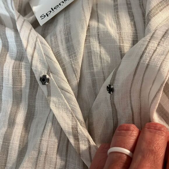 sz S,New with tags Splendid faux wrap linen blend sleeveless stripe blouse $128 - Picture 7 of 8